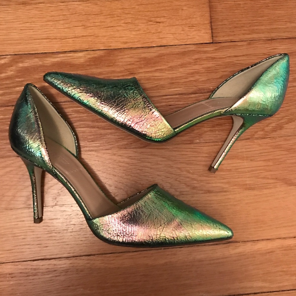NWT JCrew Elsie Crackle Foil D’Orsay Pumps 7